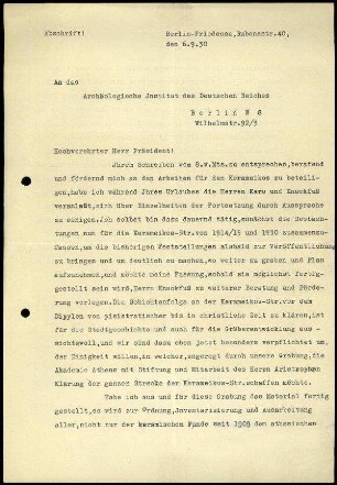 Anlage I. A. Brueckner an G. Rodenwaldt