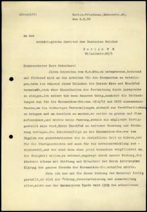 Anlage I. A. Brueckner an G. Rodenwaldt