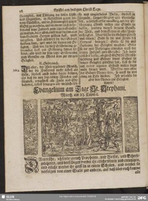 [Evangelium und Epistel am Tage St. Stephani]