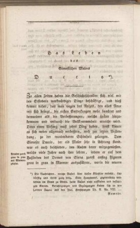 Das Leben des Sienesischen Malers Duccio.