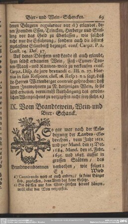 IX. Vom Brandtwein, Wein- und Bier-Schanck