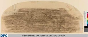 Rückseite einer Studie geschwärzt mit durchgeriebenem Wasserzeichen einer Fortuna auf Kugel