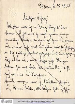 Brief vom 18.10.1905