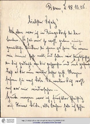Brief vom 18.10.1905