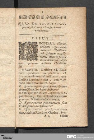 Quid Doctrina Christiana sit, & quæ illius sint partes principales. Caput I.