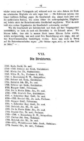 VII. Die Directoren