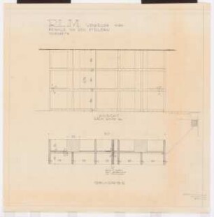 Reichsluftfahrtministerium, Berlin: Weinkeller L4: Regale Ansicht , Grundriss 1:20