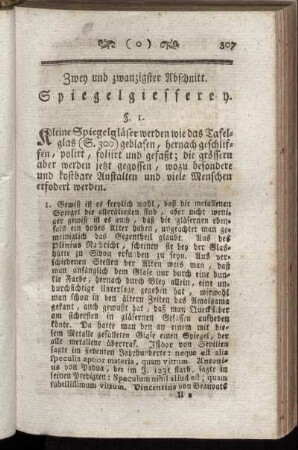 Zwey und zwanzigster Abschnitt. Spiegelgiesserey.