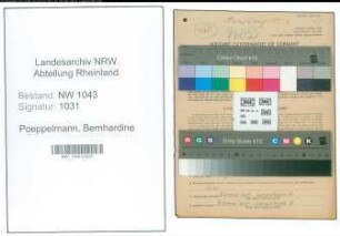 Entnazifizierung Bernhardine Poeppelmann , geb. 14.12.1915 (Postassistentin)