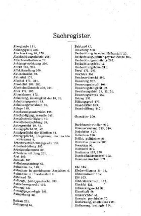 VII-XII, Sachregister