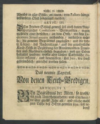 Das neunte Capitul. Von denen Leich-Predigen