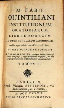 M. Fabii Quintiliani Institutionum oratoriarum libri duodecim. 2