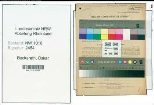 Entnazifizierung Oskar Von Beckerath , geb. 19.08.1878 (Garnhaendler)