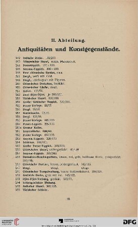II. Abteilung. Antiquitäten und Kunstgegenstände (Nr. 242-749)