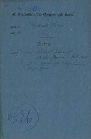 Patent des Ingenieurs Charles Brown in Winterthur auf eine eigentümliche Ventilsteuerung für Dampfmaschinen