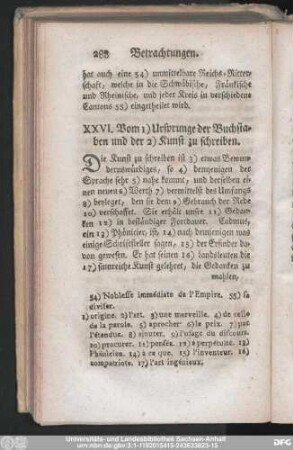 XXVI. Vom Ursprunge der Buchstaben und der Kunst zu schreiben.