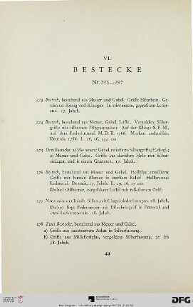 VI. Bestecke (Nr. 273-297)