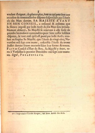 Arrest Du Conseil D'État Du Roy, Sur Le Memoire Des Avocats au Parlement : Du premier Decembre 1731.
