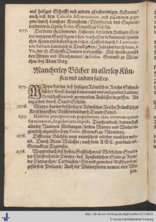 Mancherley Bücher in allerley Künsten und andern Sachen.