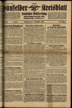 Erste Ausgabe vom Freitag, den 03. November 1939.