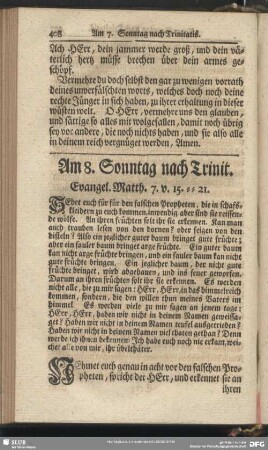 Am 8. Sonntag nach Trinit. Evangel. Matth. 7. v. 15-21