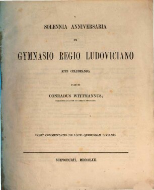 Commentatio de locis quibusdam Livianis