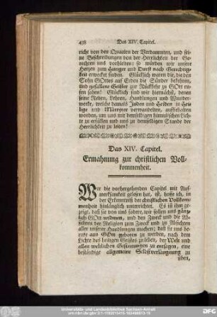 Das XIV. Capitel. Ermahnung zur christlichen Vollkommenheit.
