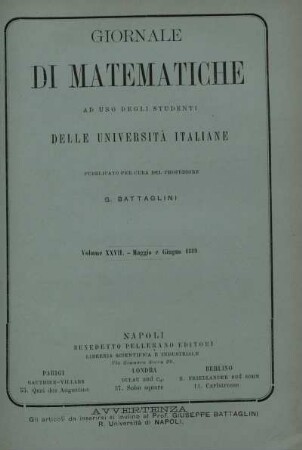 Volume XXVII. - Maggio e Giugno 1889.