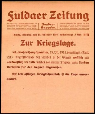 Zweite Ausgabe vom Montag, den 19. Oktober 1914.