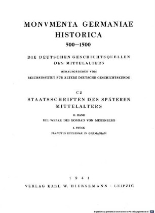 Die Werke des Konrad von Megenberg. 1, Planctus ecclesiae in Germaniam
