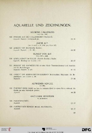 Aquarelle und Zeichnungen (Nr. 528-612)