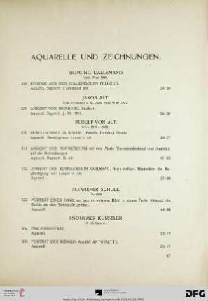 Aquarelle und Zeichnungen (Nr. 528-612)
