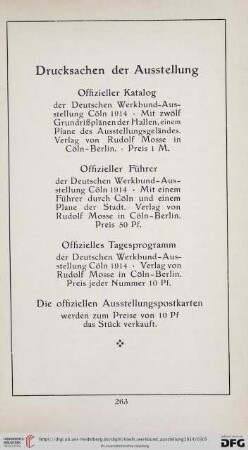 Drucksachen der Ausstellung