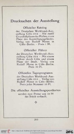 Drucksachen der Ausstellung