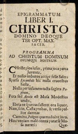 1-2, Programma Ad Christum Dominum Deumque Nostrum.
