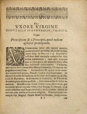 Disp. inaug. de uxore virgine