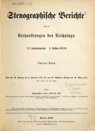 Verhandlungen des Reichstages. Stenographische Berichte. 102. 1887/88