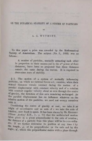 On the dynamical stability of a system of particles.