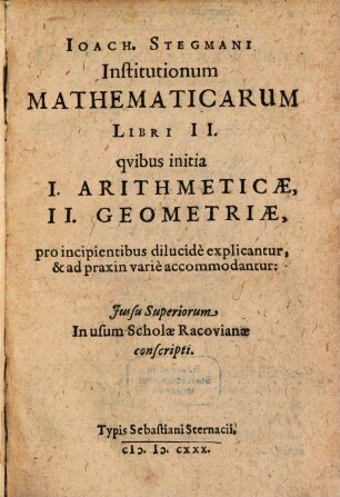 Institutionum mathematicarum libri duo