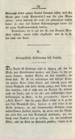 V. Unvergeßliche Entlarvung des Teufels