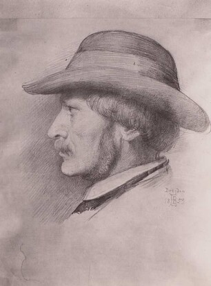 Selbstbildnis Eduard Julius Friedrich Bendemann (1811-1889; Maler, Zeichner). Bleistift, 21 x 15,5 cm. Dresden, 1859. Dresden: Stadtmuseum, Carus-Album