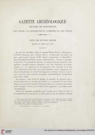 Tête de Junon Reine: bronze du Musée de Lyon