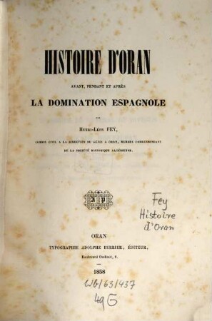 Histoire d'Oran avant, pendant et après la domination Espagnole