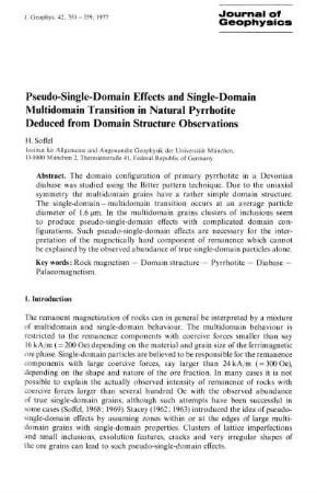 Pseudo-single-domain effects and single-domain multidomain transition in natural pyrrhotite deduced from domain structure observations
