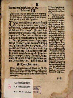 Psalterium cum apparatu vulgari firmiter appresso : = Lateinisch Psalter mit dem teutschen nutzbarlichen dabey getruckt