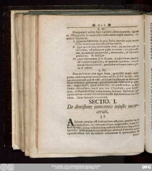Sectio. I. De dimissione innocentis iniuste incarcerati.