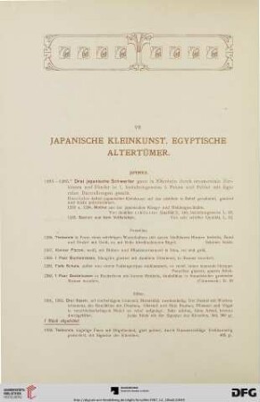 Japanische Kleinkunst, Egyptische Altertümer (Nr. 1283-1345)