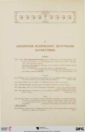 Japanische Kleinkunst, Egyptische Altertümer (Nr. 1283-1345)