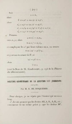 Solution géométrique de la question 577 (Harrison)