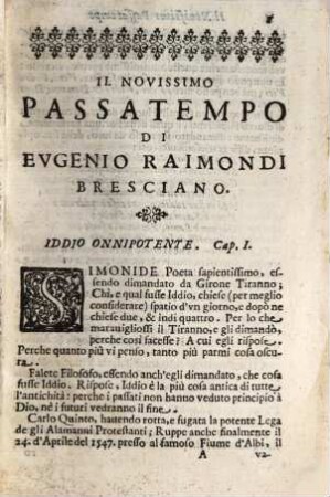 Il novissimo Passatempo politico, istorico, et economico